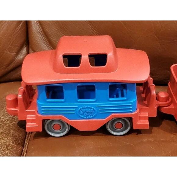 21 Inch Green Toys Train Set Engine Flat Bed Caboose 2 Bear Conductors USA - Picture 2 of 14